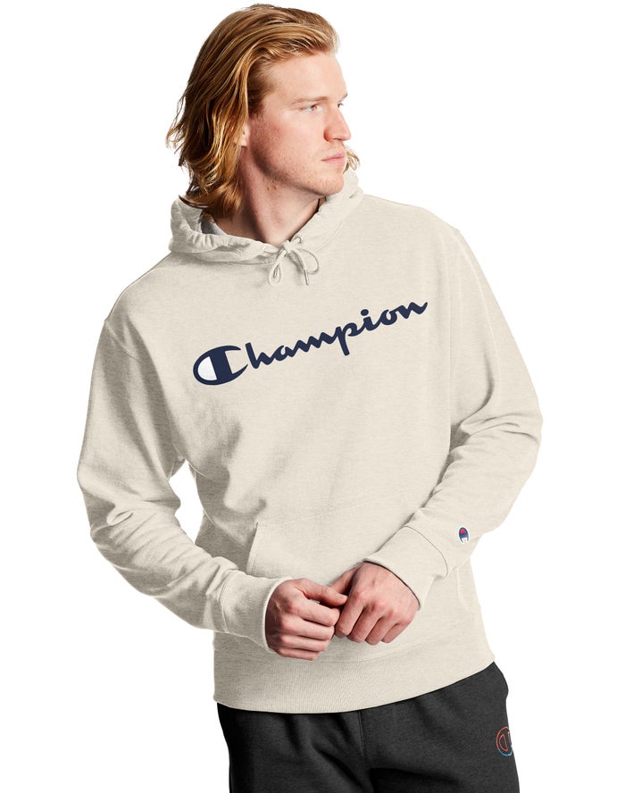 Champion Hoodie Heren - Room - Powerblend Fleece Script Logo ( 370168-LMN )